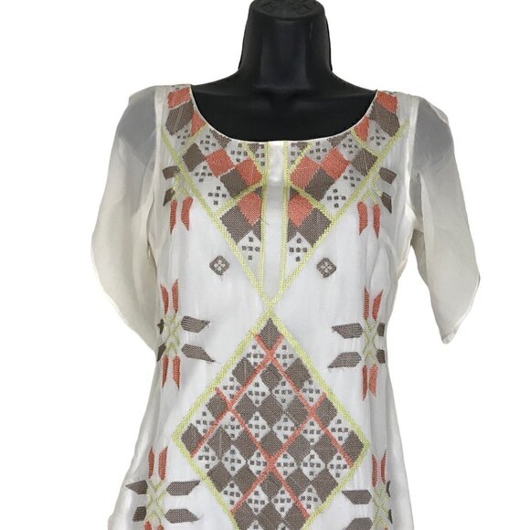 ANNA Sui 100% Silk Embroidered Dress Size M - Picture 2 of 6